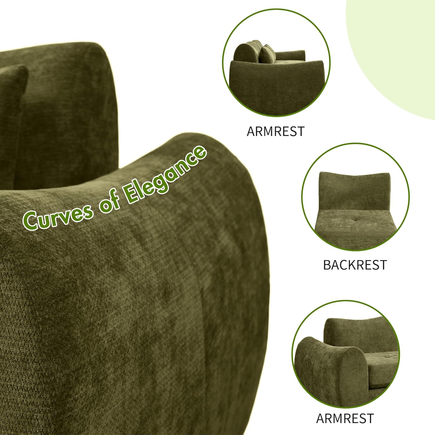 101.6" Modular Sectional Cloud Sofa,Floor Boneless Couch, 4-in-1 Folding Convertible Sofa Bed, Modular Cushion Couch,Suitable for Living Room,Bedroom and Recreation Room (Green)