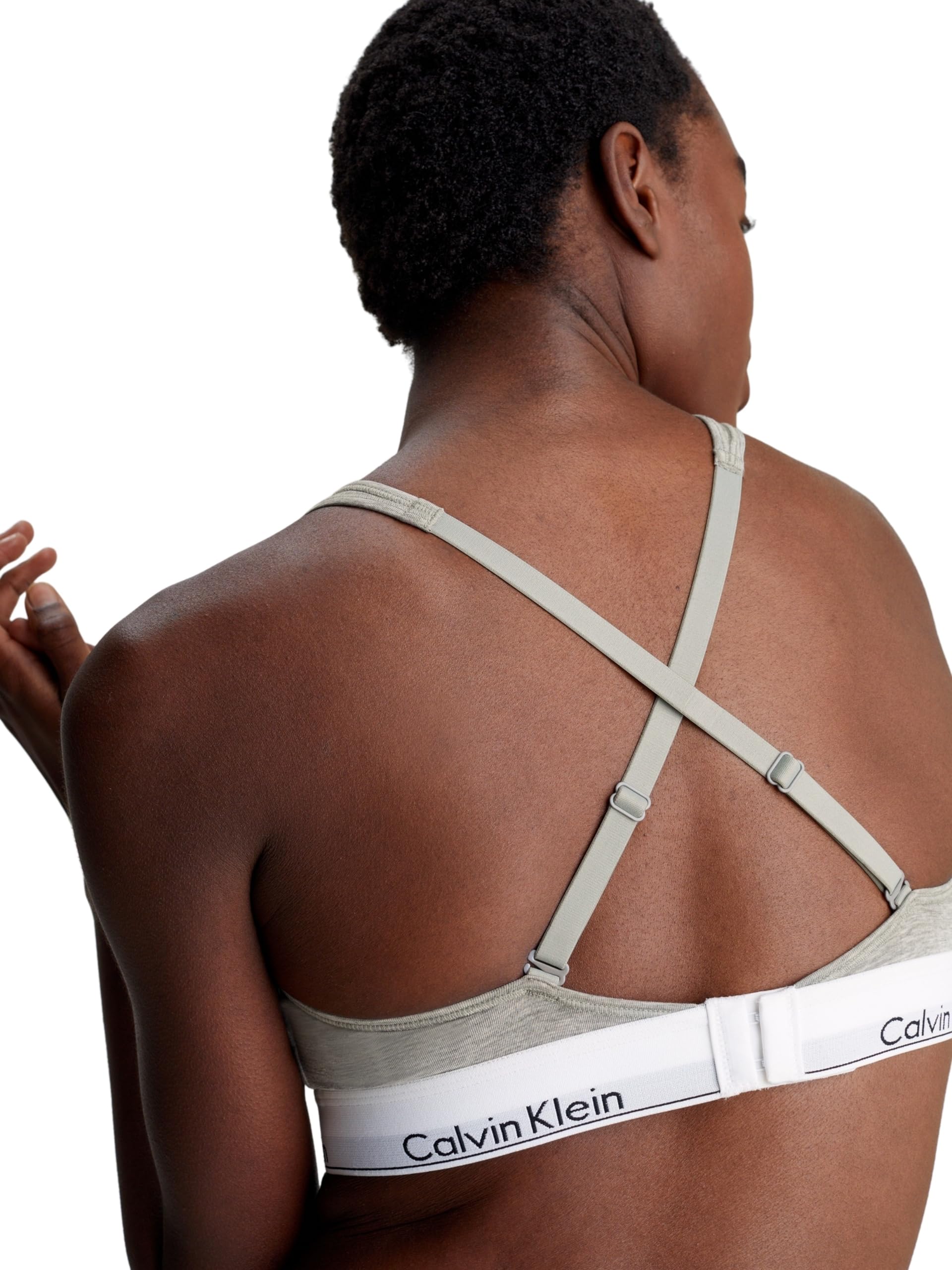 Calvin Klein Bralette Donna Lightly Lined Sportivo, Grigio (Grey Heather), L
