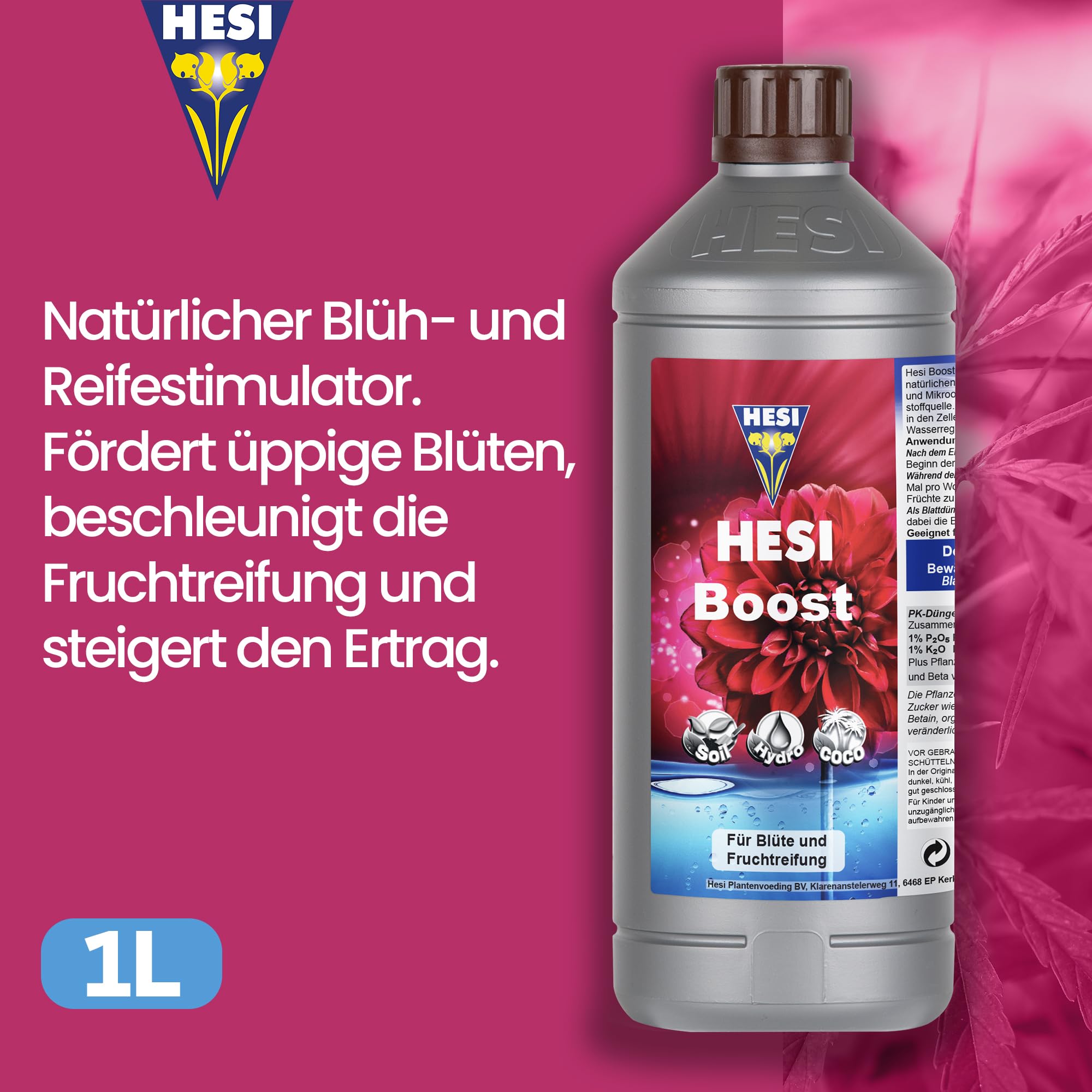 Hesi Blüh Complex 1L + Wurzel Complex 1L + Boost 1L – Komplett-Set mit Dosierpumpe & Messbecher Bullet 1