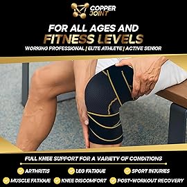CopperJoint Pull On Knee Brace Women Workout - Copper Infused Knee Sleeves for Men, Elastic Compression Knees Support Braces for Fitness, Volleyball, Basketball, Running, Sports XL