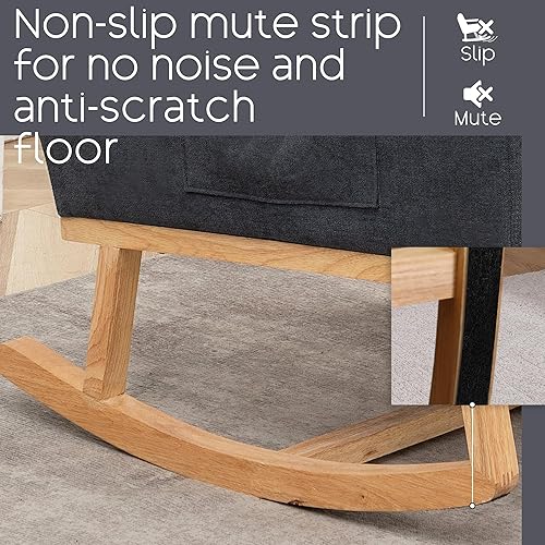 Miniatura 4 de Mecedora para habitación del bebé, sillas mecedoras modernas de franela con acento tapizado acolchado para interior, sala de estar, dormitorio, gris