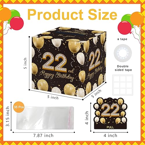 Miniatura 9 de Caja de dinero sorpresa de oro negro, regalo de 70 cumpleaños para mujeres y hombres, caja de dinero para regalo en efectivo, suministros de