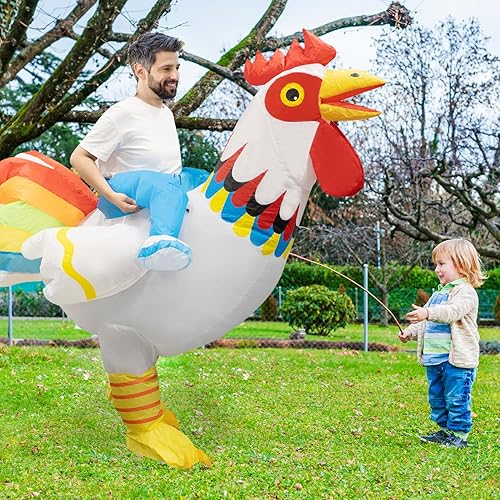 Miniatura 7 de KOMUSMO Inflatable Santa Claus Costume, Adult Christmas Santa Suit with Beard and Hat, Full Body Funny Blow Up Costume