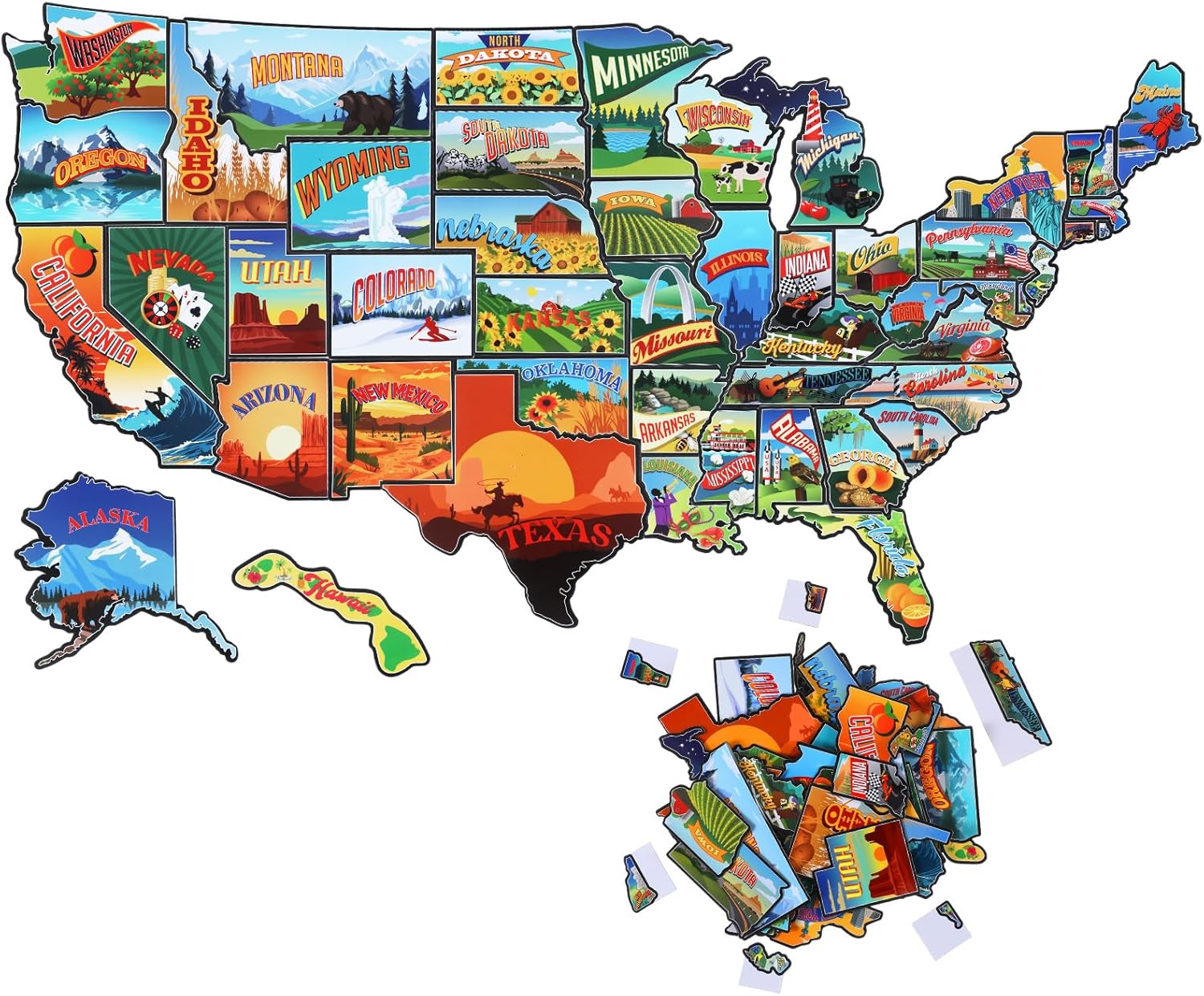 Set de Imanes Decorativos Mapa de Estados Unidos 50 Pcs miniatura 1