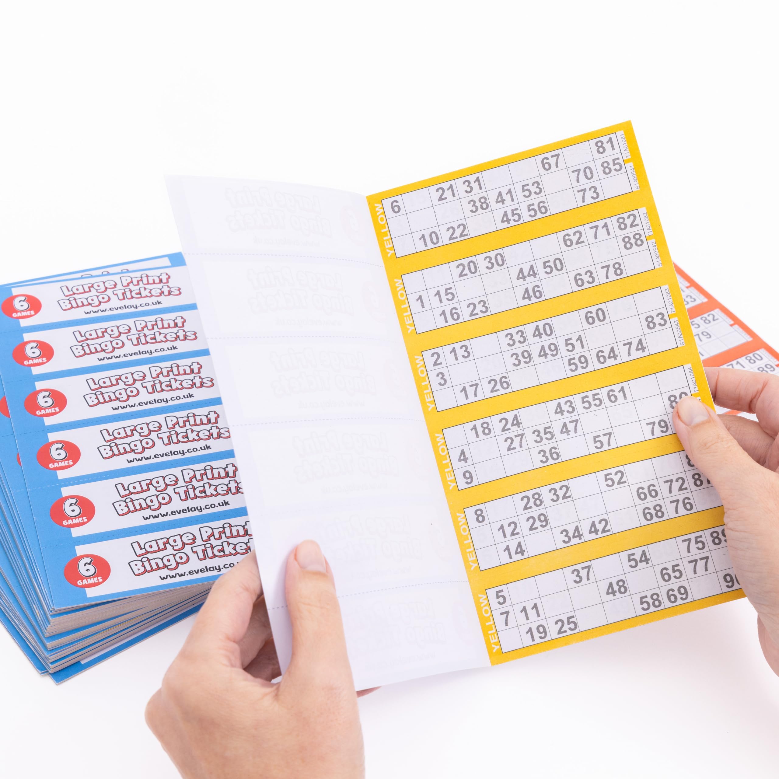 evelay Bingo-Bücher | 6-seitige Bücher Großdruck 3600 Tickets Mehrfarbig mit Sicherheitscodes | Bingo-Karten zum einfachen Abreißen (100)