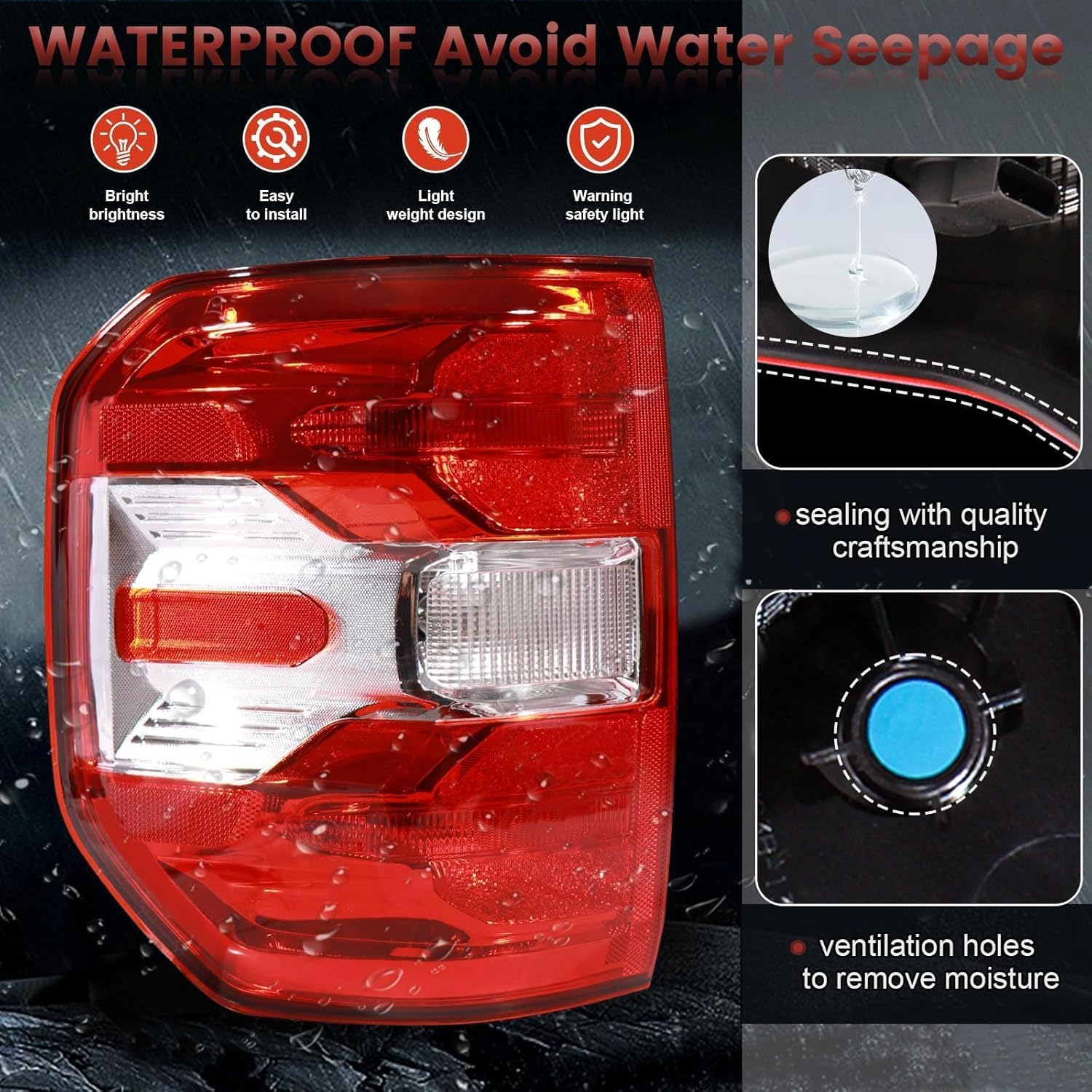 Tail Lights Assembly Compatible with 2022 2023 2024 Ford Maverick XL XLT,Left Driver Side Rear Light Taillights Replacement # FO2800288