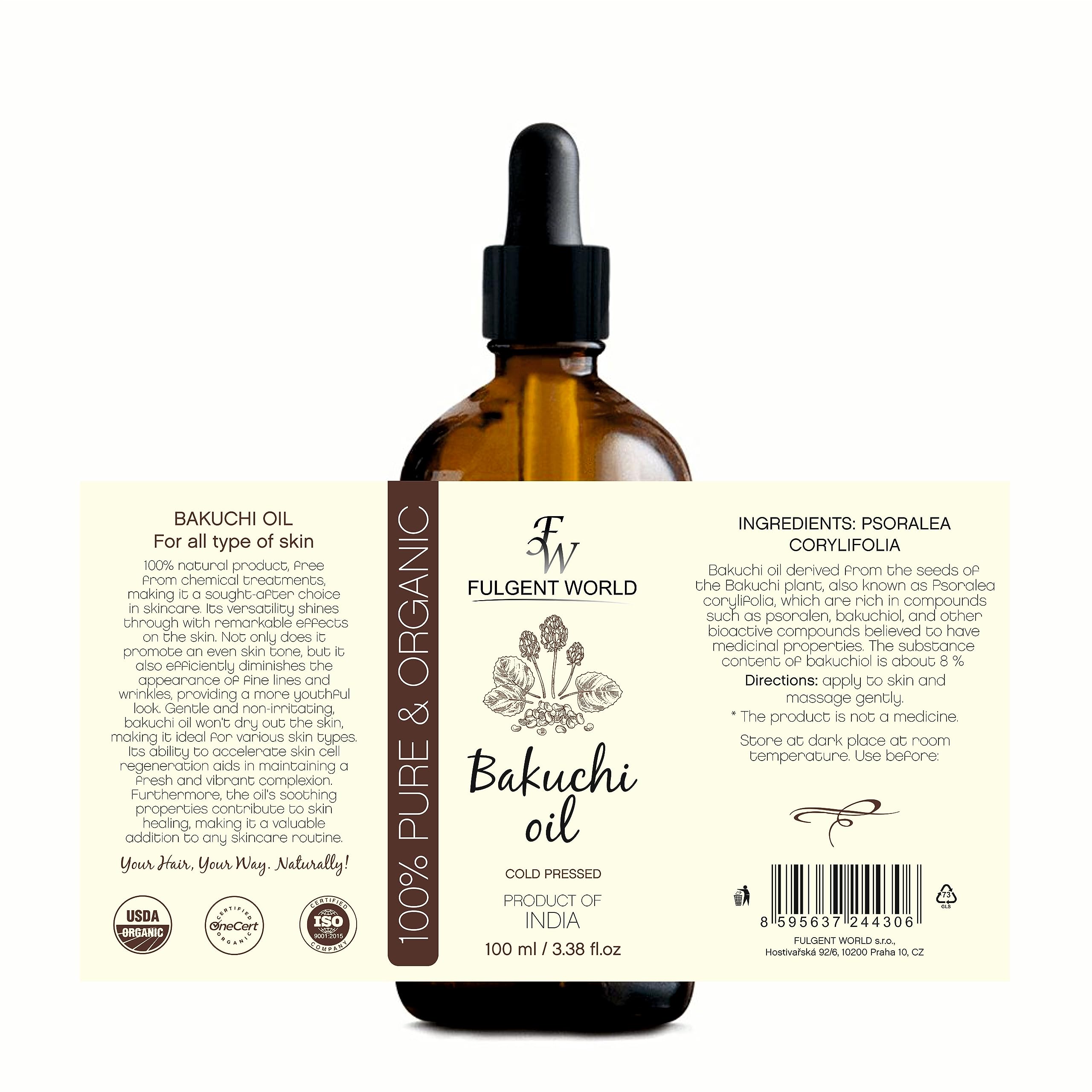 Bakuchi olejek do pielęgnacji skóry, organiczny tłoczony na zimno, 100 ml