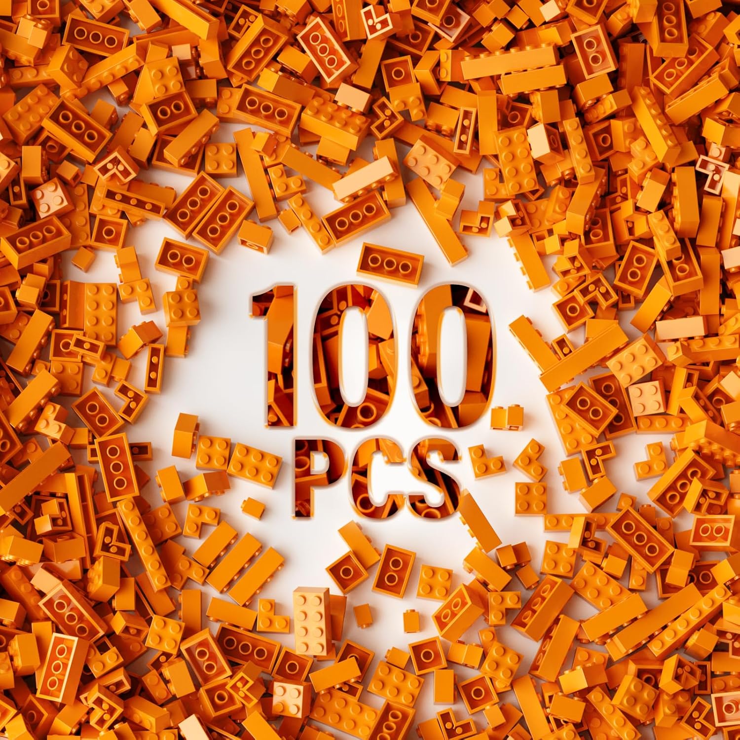 100 Piece Orange Bricks Bulk, 12 Size Orange Classic Building Blocks Bricks, Compatible with Lego Parts and Pieces(Color: Orange)