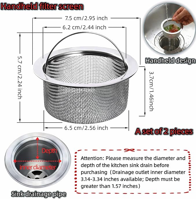 Colador de Acero Inoxidable para Cocina 2 Piezas miniatura 2