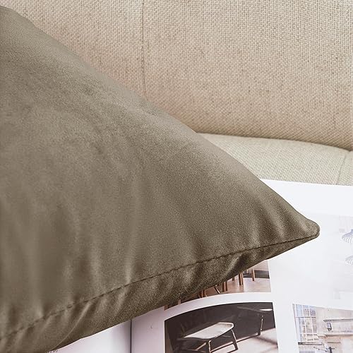 Miniatura 7 de StangH Juego de 2 fundas de almohada cuadradas de terciopelo beige camello para decoración de granja para sala de estar, sofá, fundas de cojín