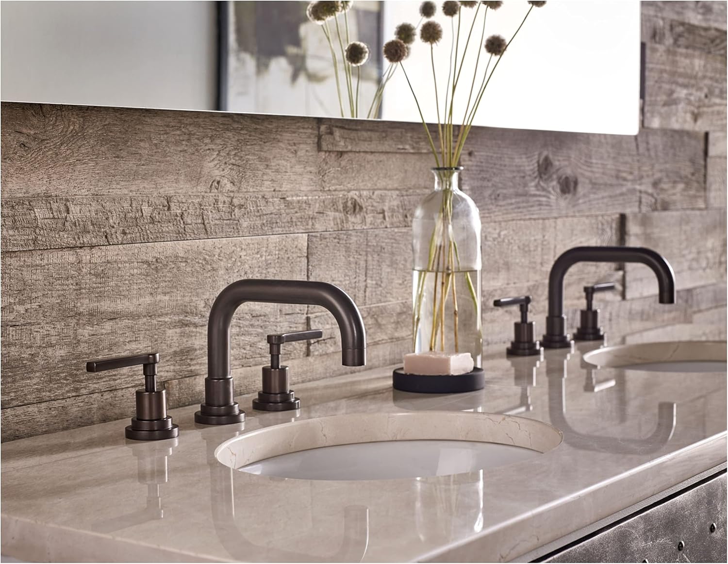 Modern Polished Chrome Brass Widespread Bathroom Faucet