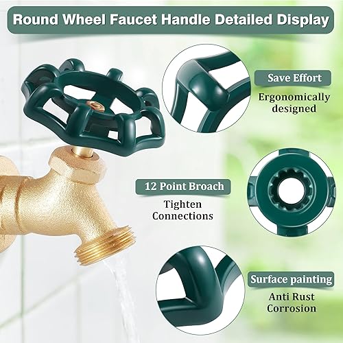 Miniatura 3 de Dreyoo Paquete de 2 manijas para grifo para exteriores, mango de grifo con orificio redondo de 0.43 pulgadas compatible con LASCO 01-5109, mango de