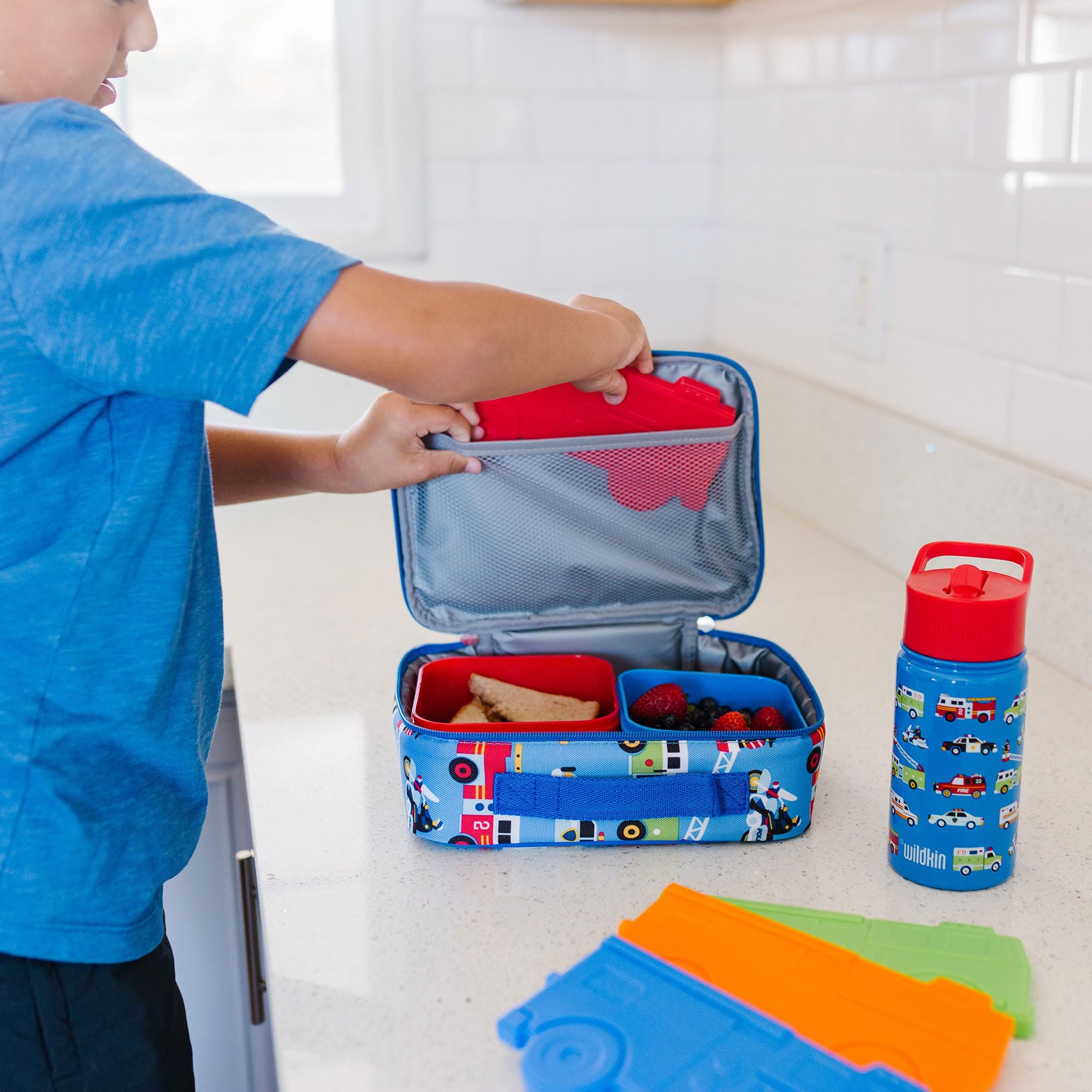 Wildkin Paquetes de hielo para niños (4 paquetes) para niños y niñas, perfectos para guardería y preescolar, paquetes de hielo delgados y reutilizables, mantiene los almuerzos frescos y frescos para