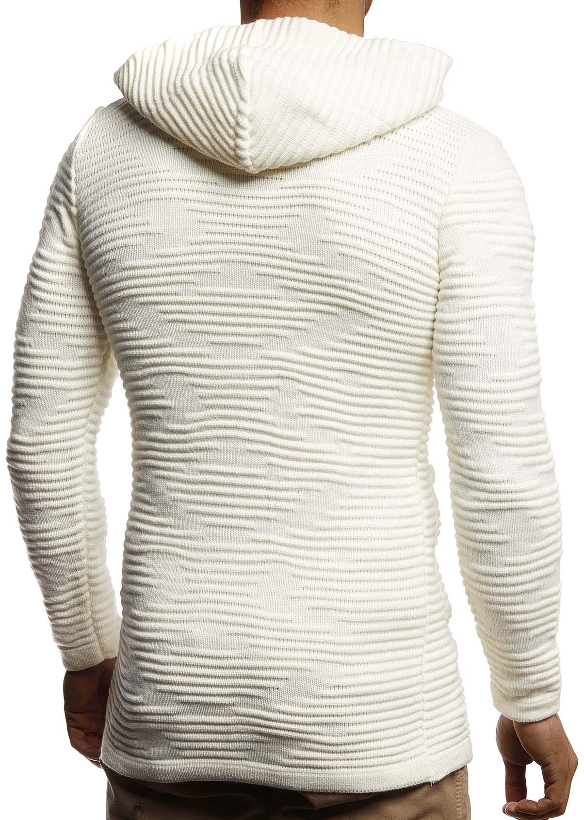 Leif Nelson Herren Strickjacke lang mit Kapuze & Reißverschluss - Strick Sweatjacke Männer Cardigan für Winter