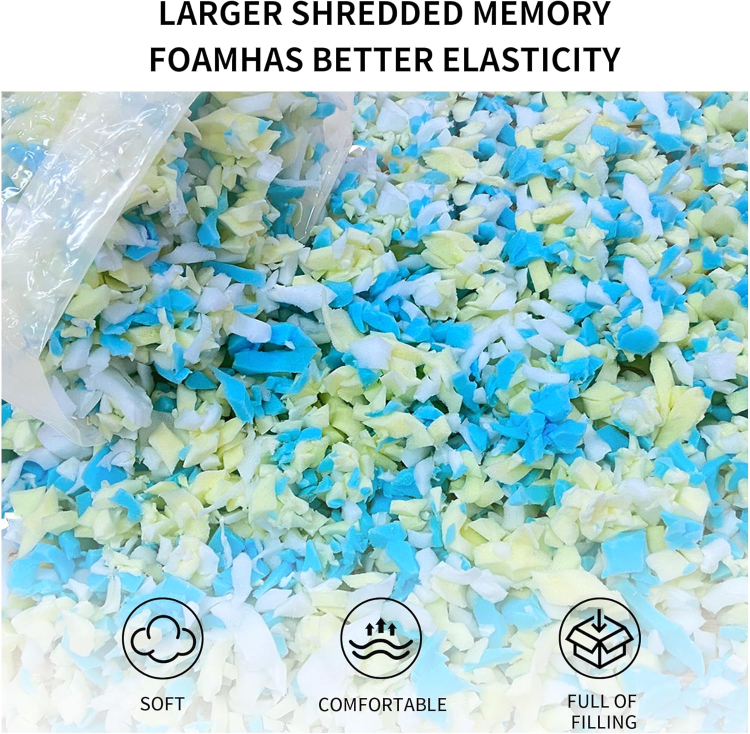 20lbs Shredded Memory Foam Bean Bag Filler, Soft and Convenient Bean Bag Filling Pillow Stuffing for Beanbag, Couch, Cushion, Stuffed Animals, Dog Bed, Arts Crafts - Image 5