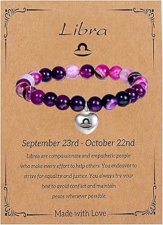 OFKAIS Zodiac Bracelet for Women Girls, Zodiac Gifts for Women Birthday Valentine Birthday Christmas End of Year, Natural ...