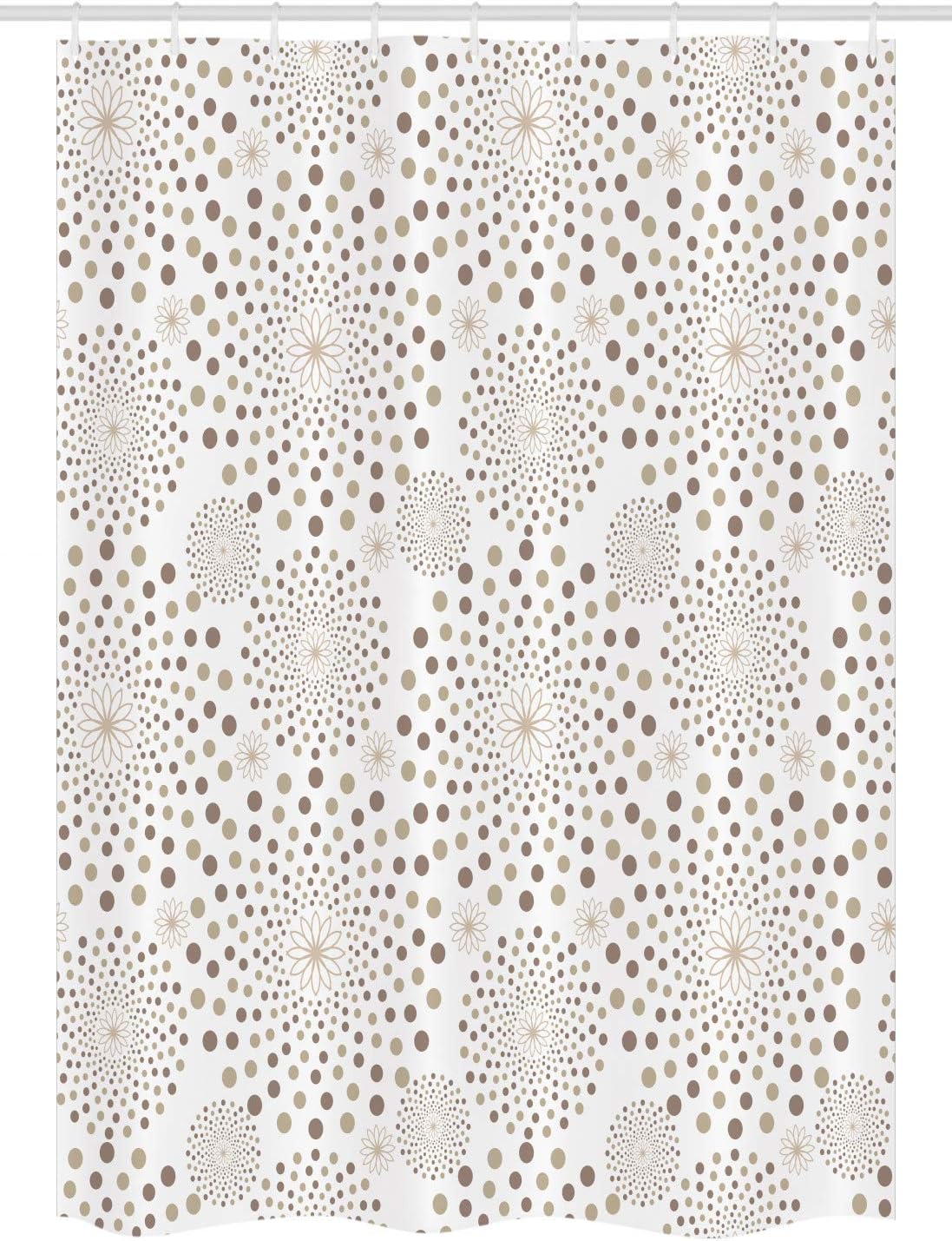 Ambesonne Geometric Stall Shower Curtain, Geometrical Floral Patterns Dots Monochromic Classic Nostalgia Circles, Fabric Bathroom Decor Set with Hooks, 54" W x 78" L, Warm Taupe Cocoa