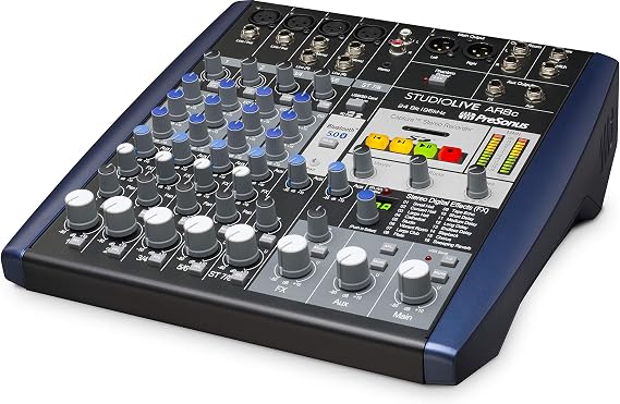 PreSonus StudioLive AR8c, 8-Channel, Hybrid Digital/Analog Performance Mixer/USB-C Compatible Audio Interface/Stereo SD Recorder with recording software bundle