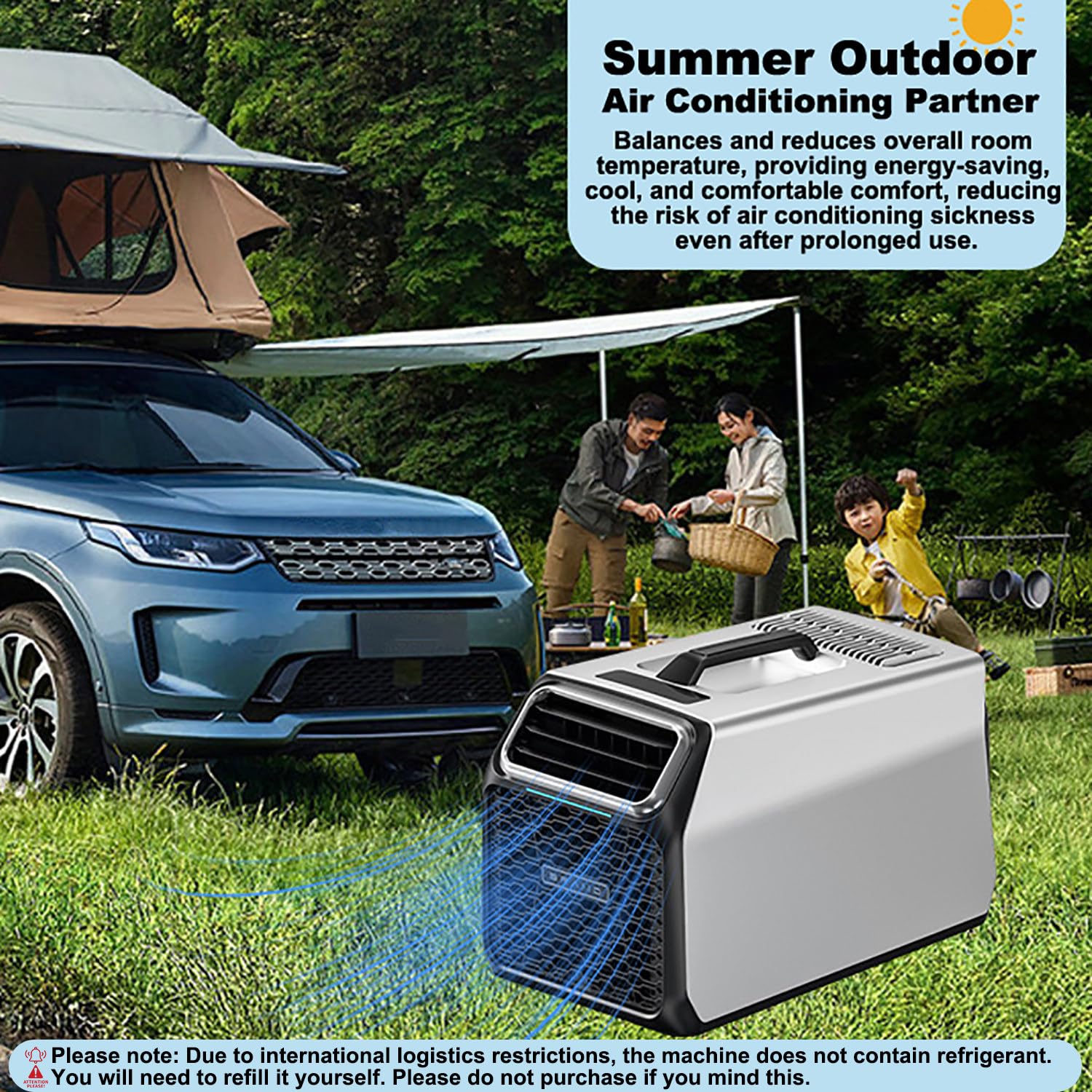 Climatizzatore portatile da campeggio 5000 BTU per tenda e camper, condizionatore DC con compressore GMCC, auto-evaporante, timer e modalità sleep per furgone, camion, piccoli ambienti Gray