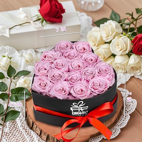 Miniatura 8 de digi marker Caja extra grande de 16 rosas preservadas para siempre con forma de corazón regalo para el día de San Valentín para mujeres novia esposa