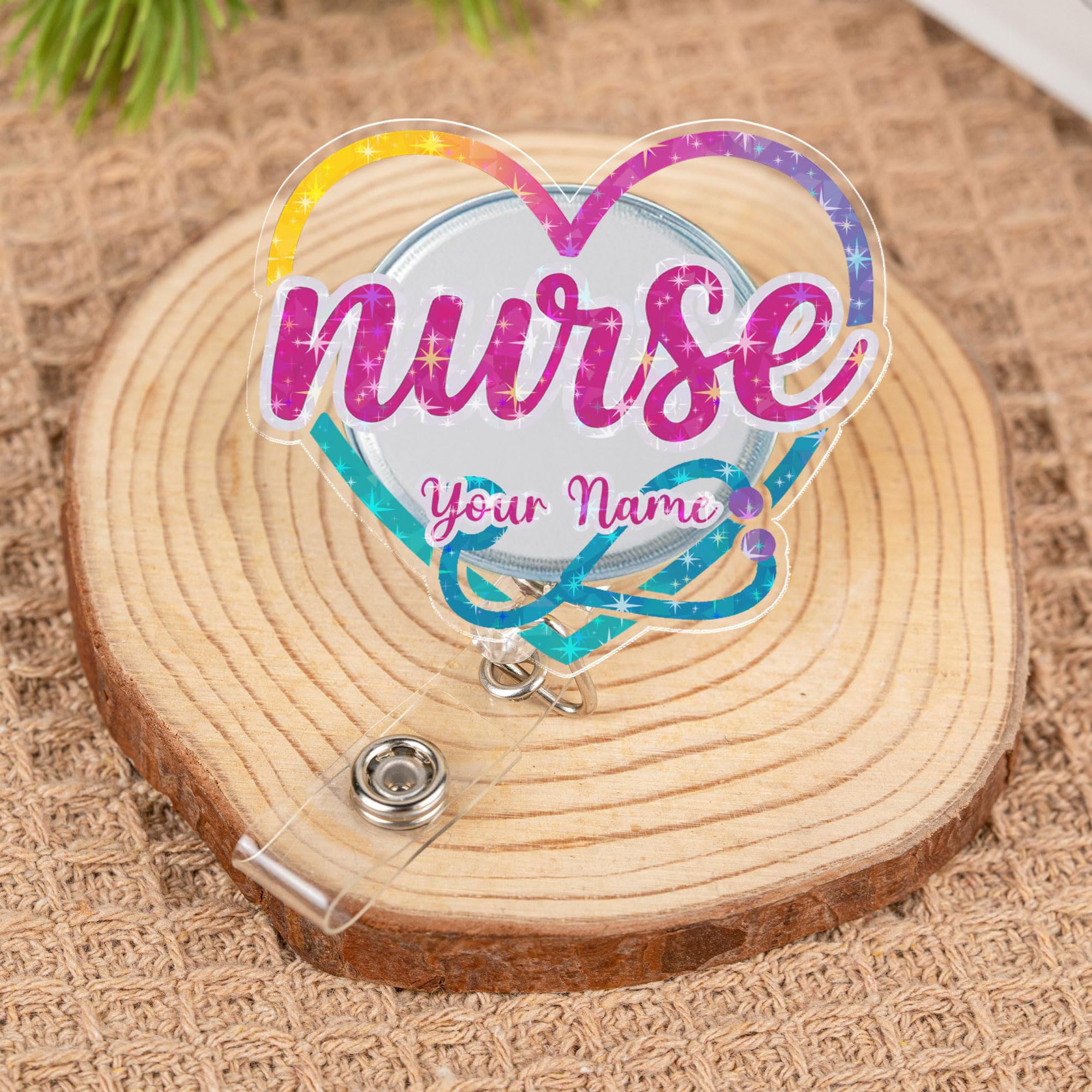 Custom Nurse Badge Reel RN Badge Reel Badge Reels Holder for Nurse Registered Nursing Card Holder for Nurses (N1)