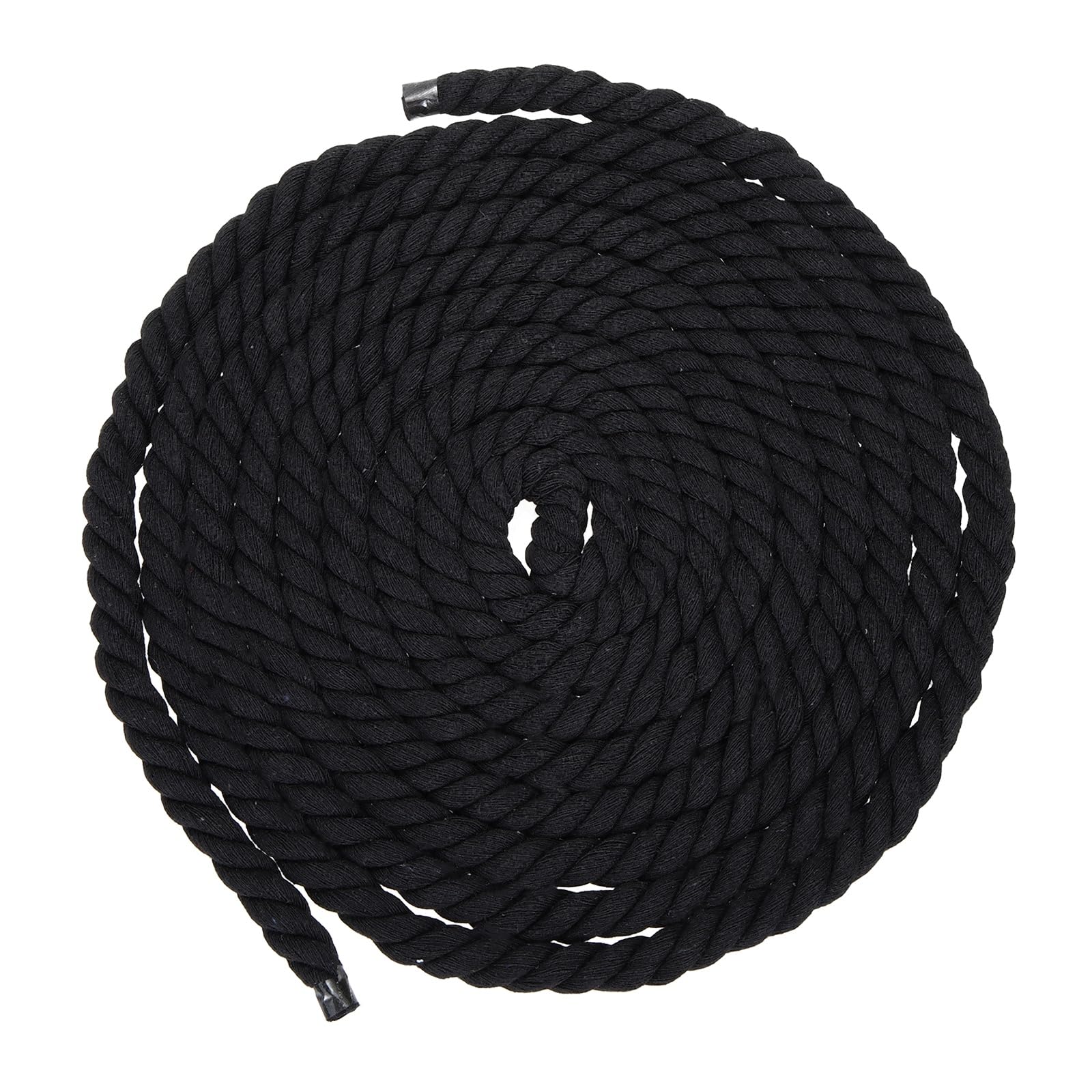 sourcing map 12mm x 14.8 Feet Black Cotton Rope, 3 Strand Clothes Line Outdoors Twisted Braided Thick Macrame Cord for DIY Wall Hanging Plant Hanger Knotting Clothesline — image 1
