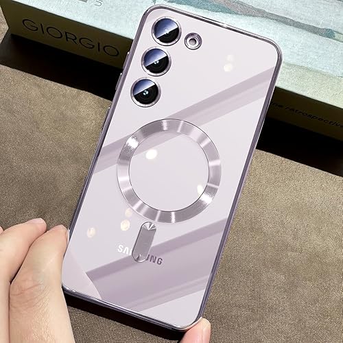 Miniatura 1 de Funda para Samsung Galaxy S23 Plus, protección completa de la cámara, compatible con MagSafe, magnética, metálica, brillante, delgada, transparente,