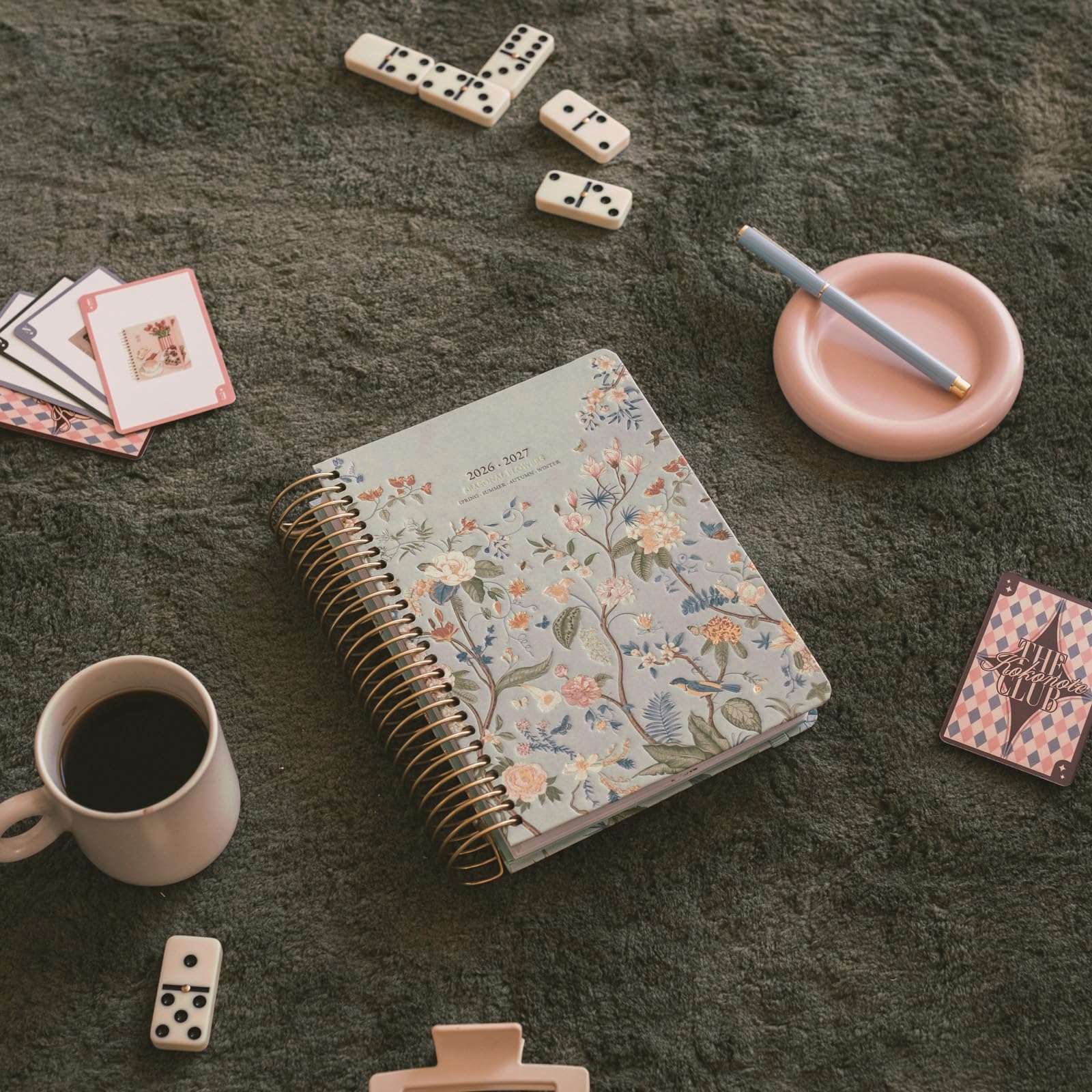 Kokonote A5 Academic Diary 2026-2027 Page a Day - Seasonal Flowers | Back to School Planner 2026-2027, Mid Year Diary 2026 2027 Day per Page, A5 Planner | Aesthetic Stationery Gifts