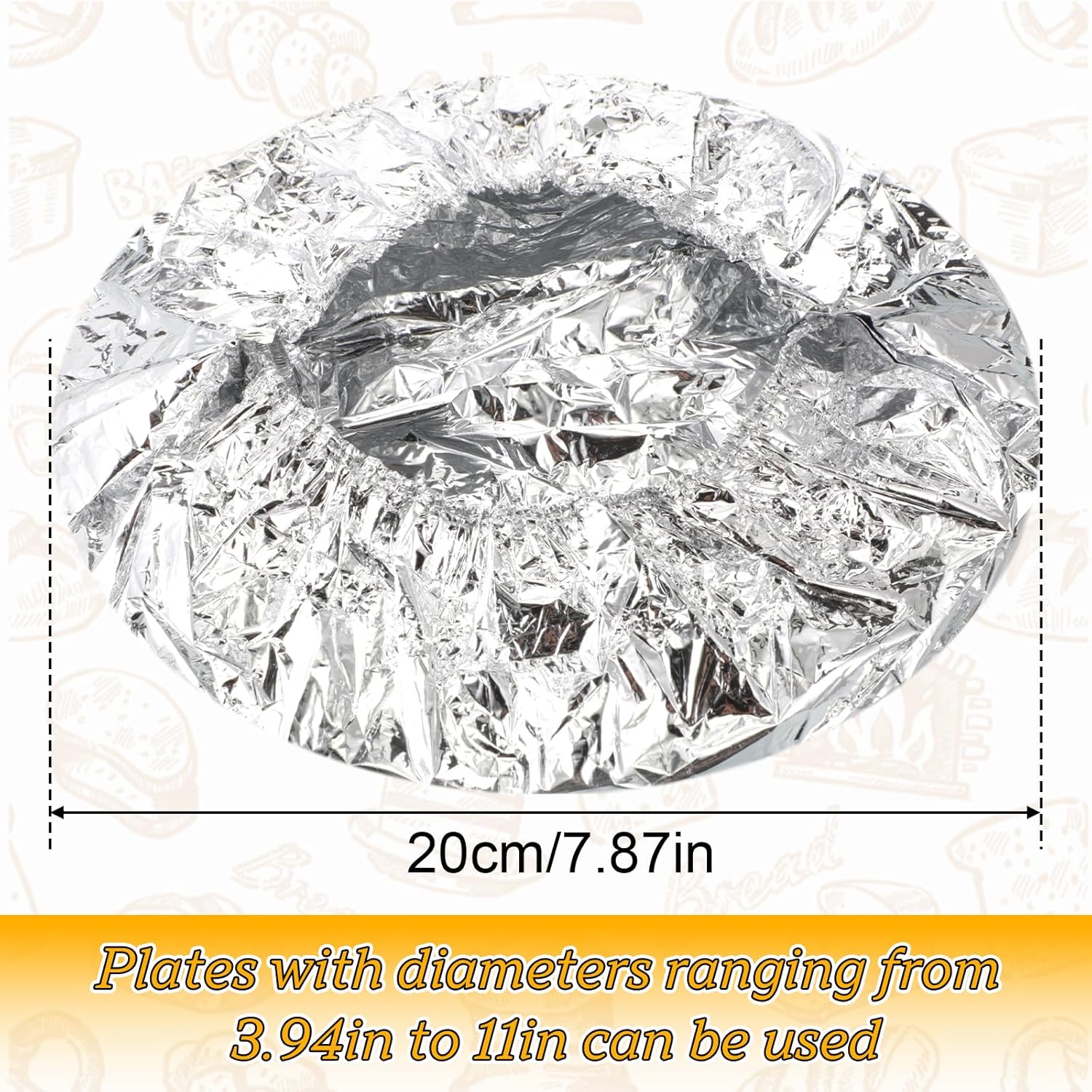 Remerry 100 Pcs Reusable Food Bowl Storage Covers, Aluminum Foil Food Covers with Elastic, Kitchen Fresh Keeping Stretchable Lids for Microwave, Alternative to Plastic Wrap & Disposable Foil