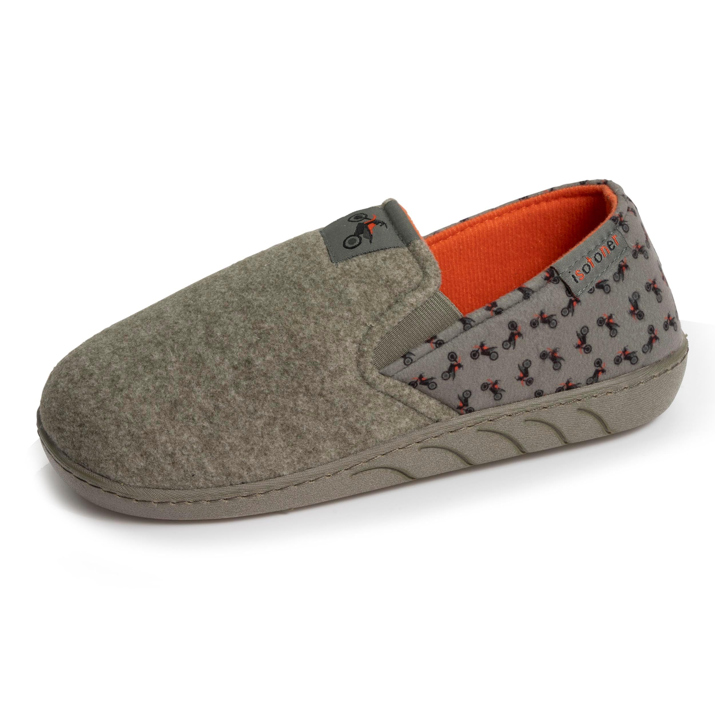 Isotoner Chaussons pantoufles Mocassins garçon enfilage facile, semelle ergonomique confort, 39 EU, kaki chiné