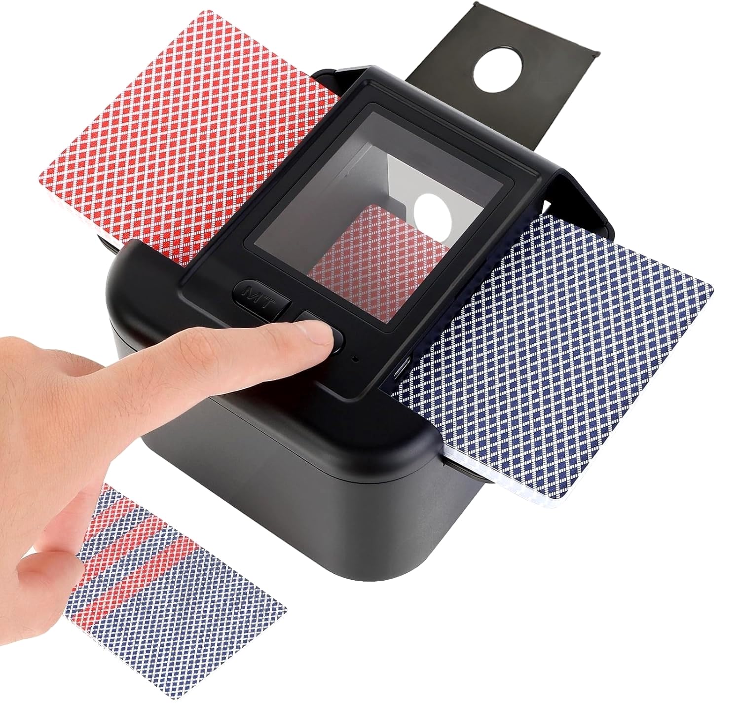 ZHENNBY Card Shuffler Machine, Automatic Card Shuffler for UNO Card Machine Rechargeable 1-2 Deck Shuffling Playing Card Mixer for Poker, Tarot, Belote, Texas Hold'em - Black