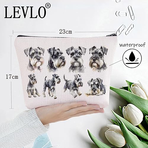 Miniatura 2 de LEVLO Bolsa de maquillaje cosmética Schnauzer miniatura Schnauzer amante regalo miniatura Schnauzer mamá bolsa de viaje Bolsa de viaje Schnauzer