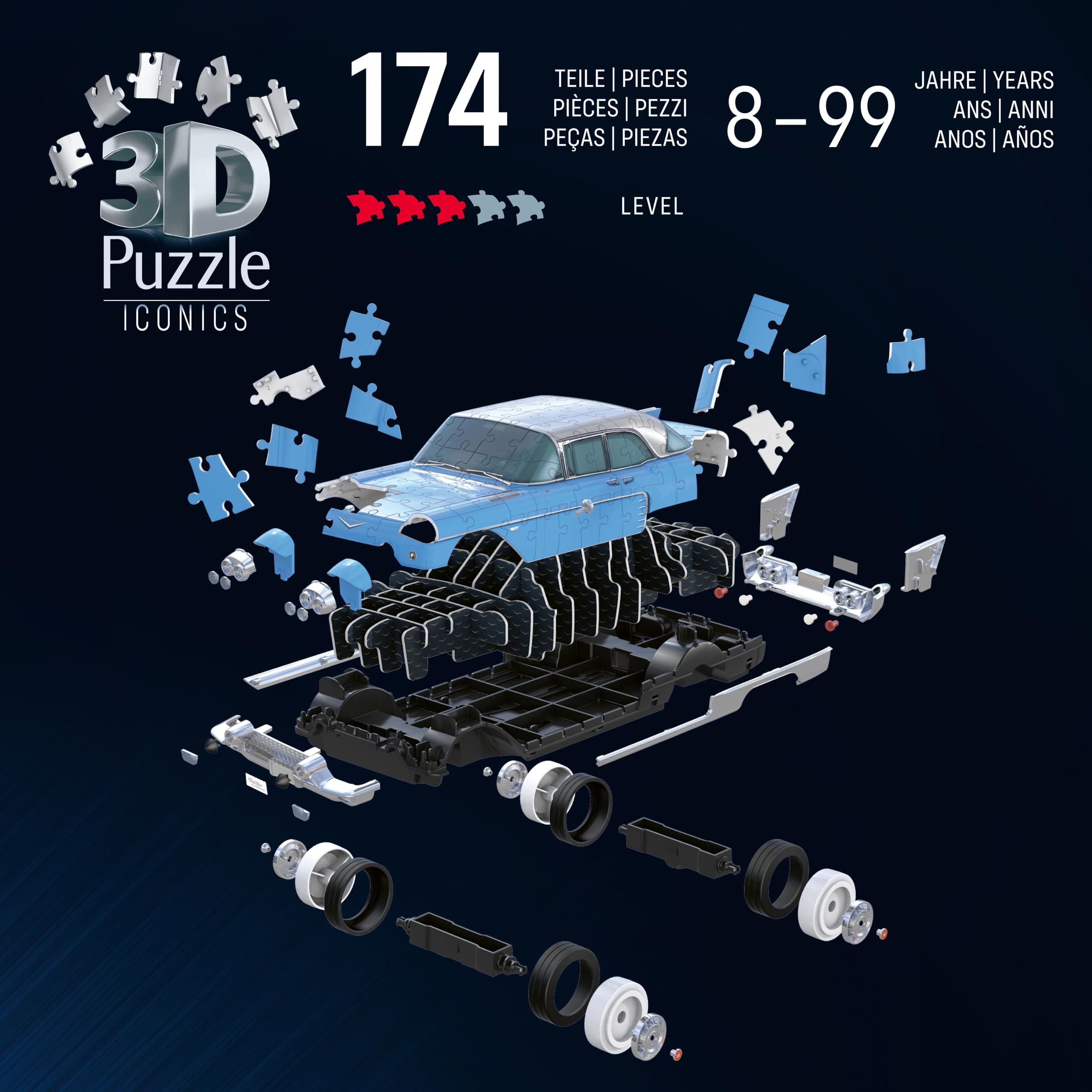 Ravensburger 3D Puzzle Iconics: 12008040 - Iconics Cadillac Eldorado Brougham - Eine wahre Ikone im 3D Puzzle Modellformat