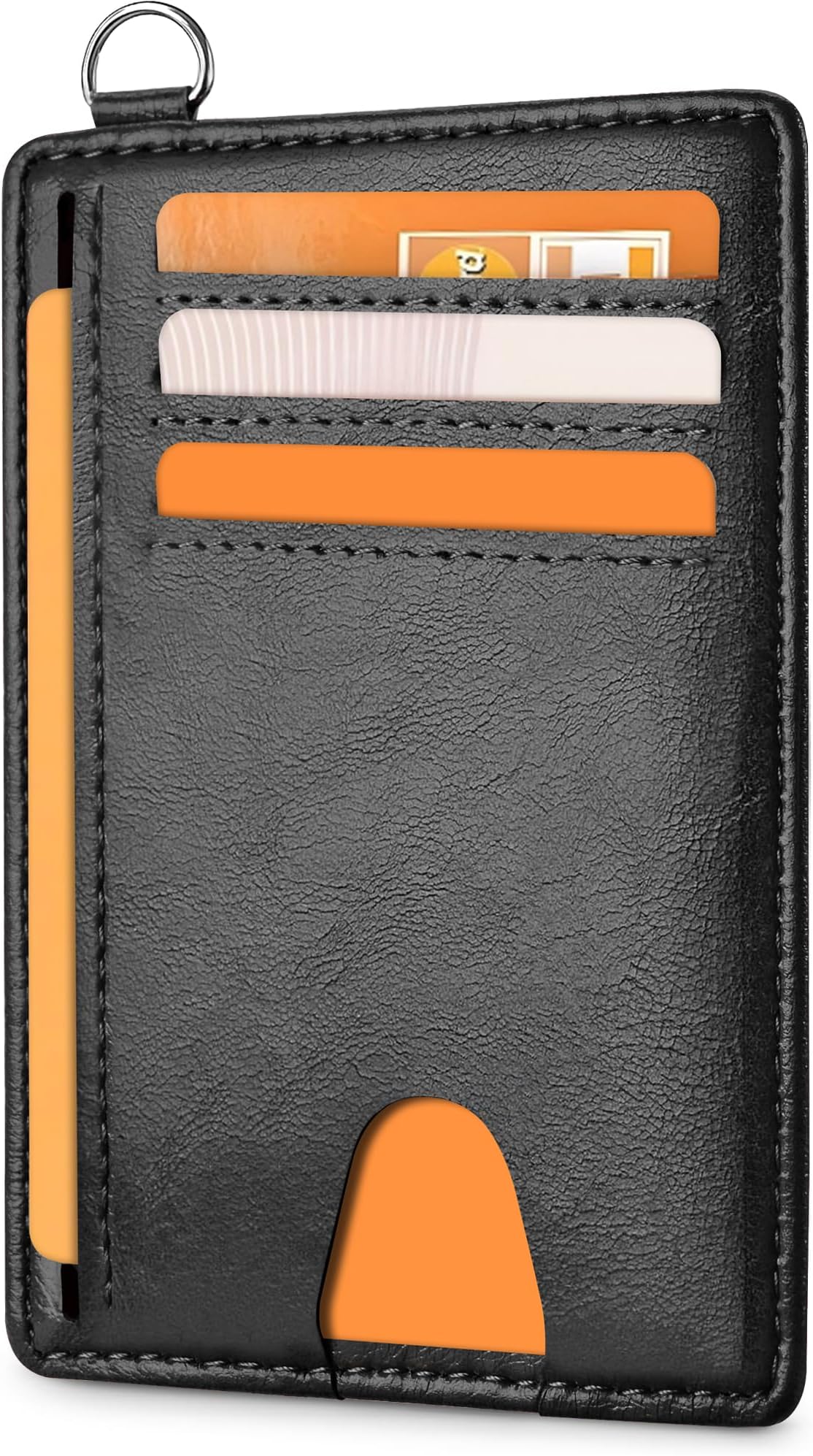Slim Wallet, Credit Card Holder for Women, Minimalist Front Pocket RFID Blocking Card Cases, Small Wallet Women Men(Oiled Wax Black)