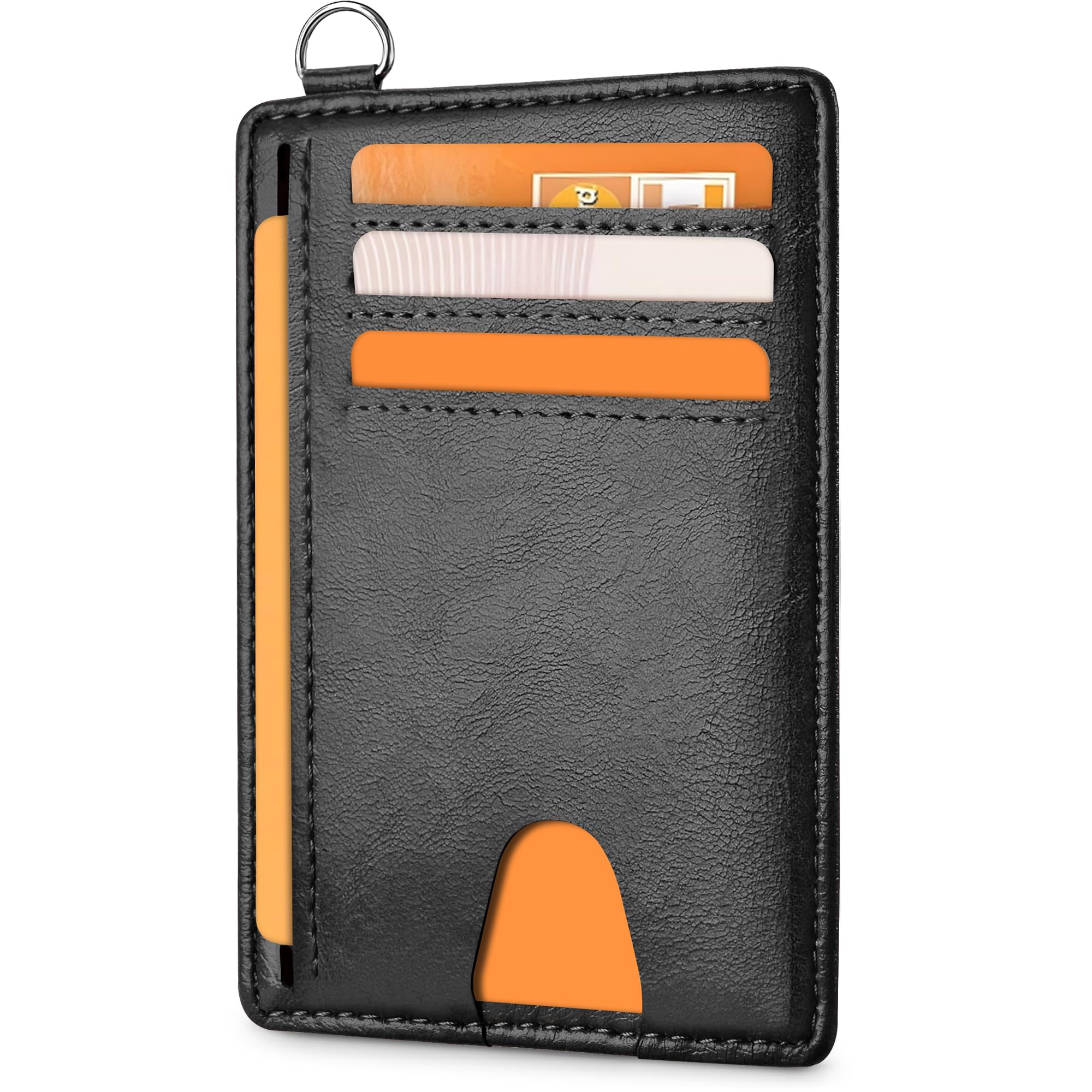 Mayski Slim Wallet, Credit Card Holder for Women, Minimalist Front Pocket RFID Blocking Card Cases, Small Wallet Women Men(Oiled Wax Black)