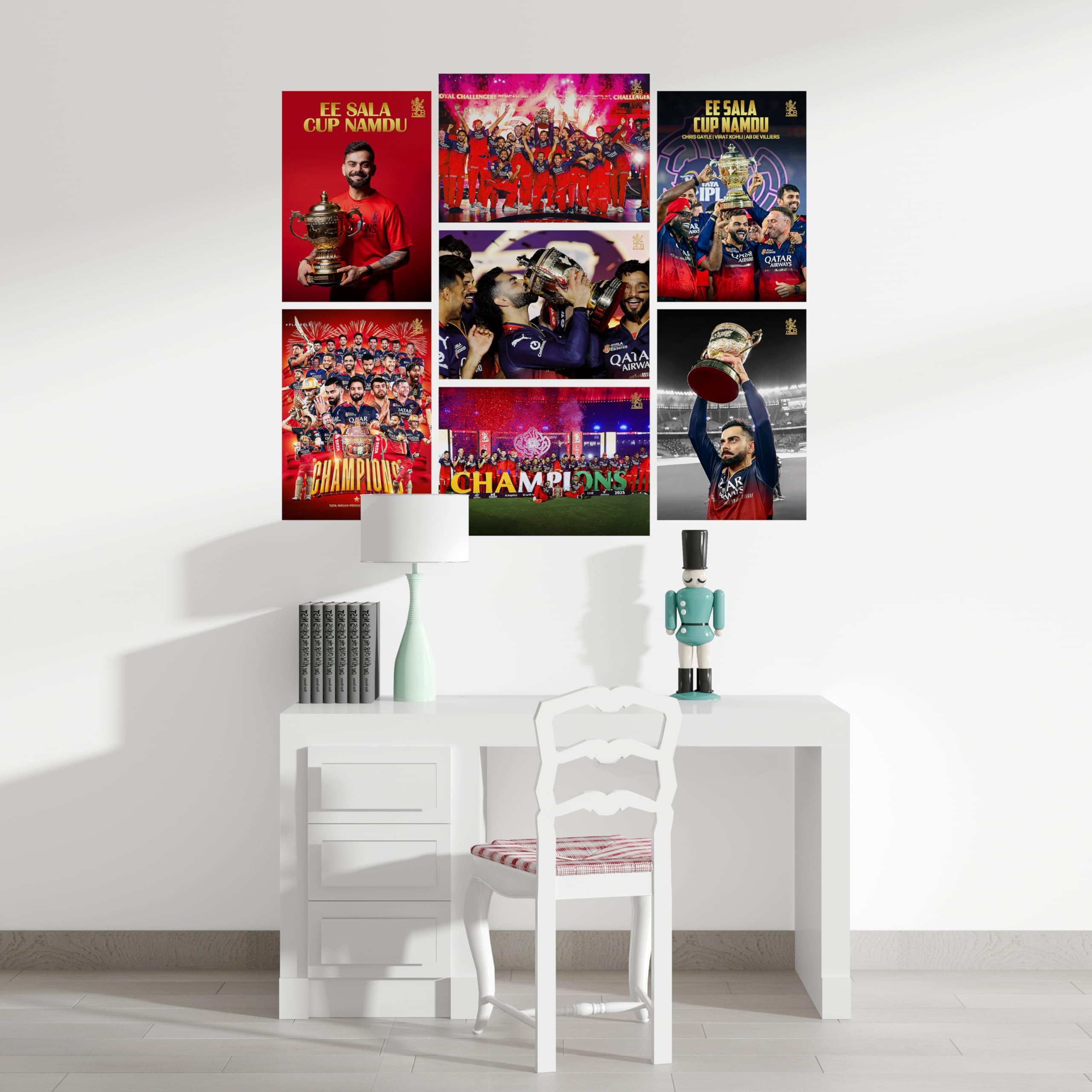MODERN GALLERY MART Virat Kohli RCB IPL 2025 Champions Wall Poster | A4 Size (8.3 x 11.7 inch) | Cricket Wall Art for Fans (1) 1