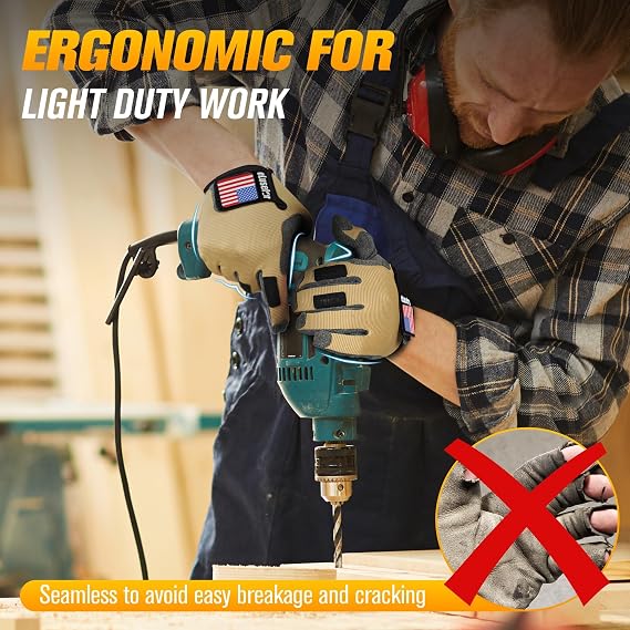 Dexterity Upgraded Utility Gloves Seamless Wrap-Fingers Design & Knuckle Touchscreen Capability