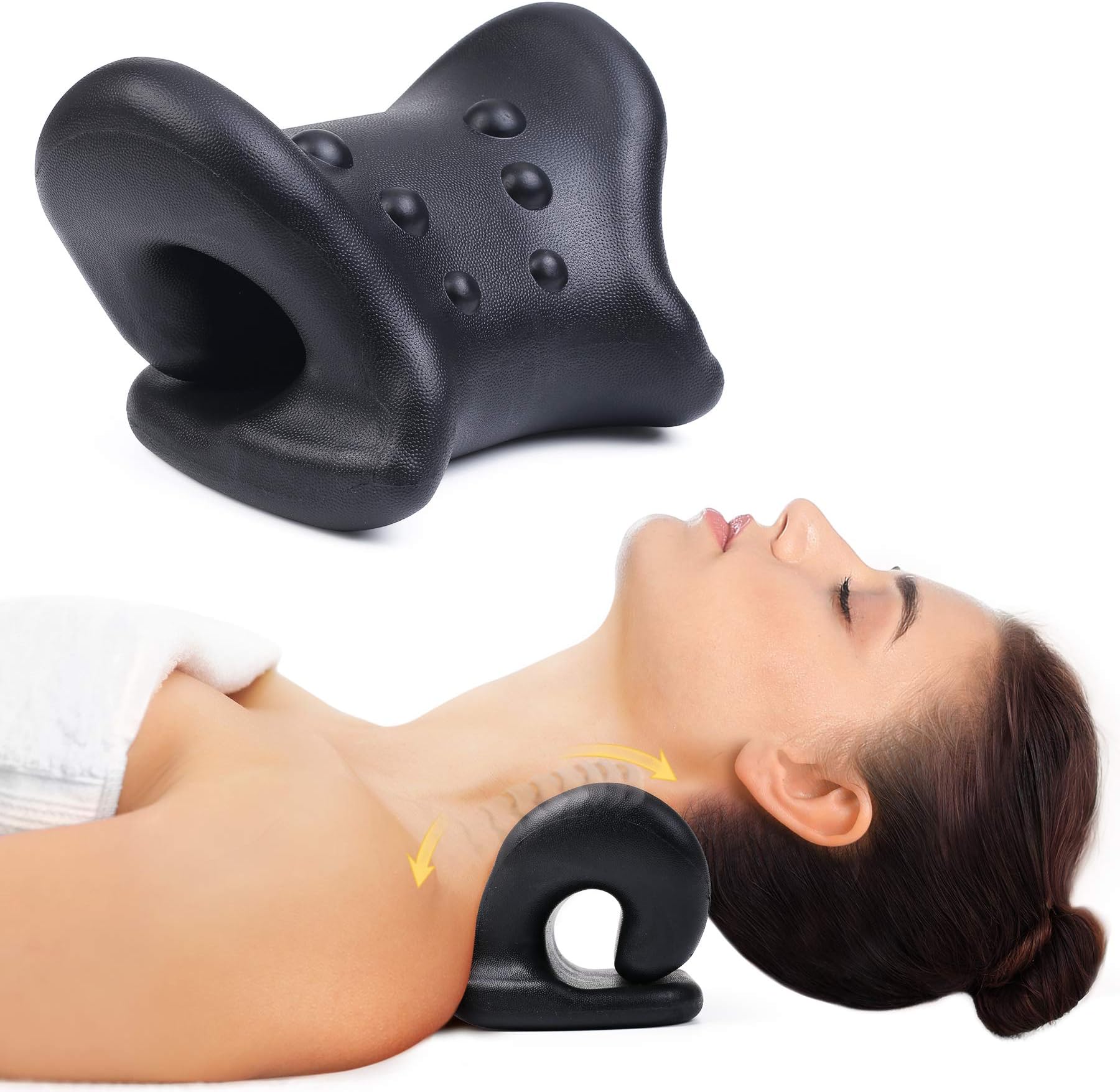Neck and Shoulder Relaxer, Neck Stretcher Cervical Neck Traction Device for Neck Pain Relief, Cervical Spine Alignment Chiropractic Pillow for TMJ Pain