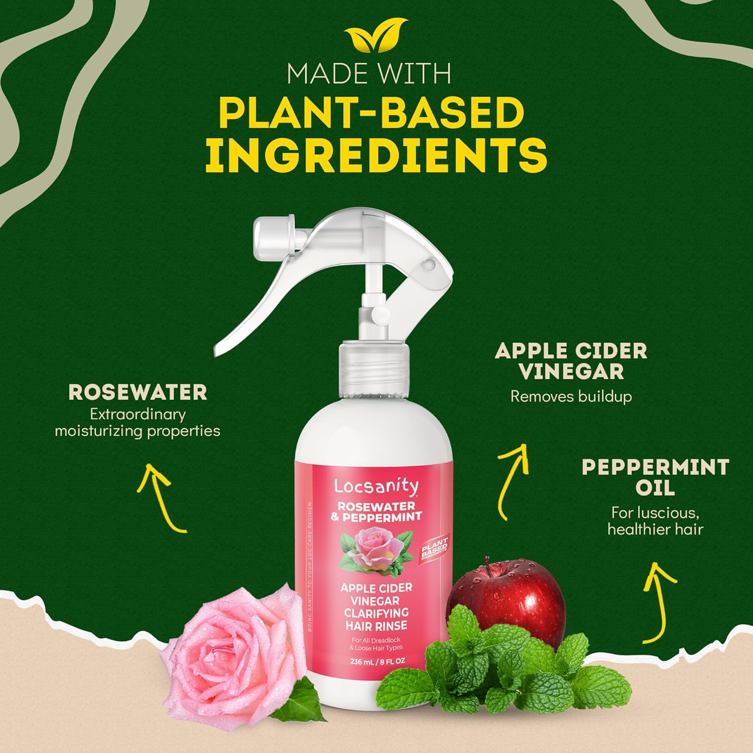 Locsanity Rosewater Peppermint ACV Hair Rinse 8oz