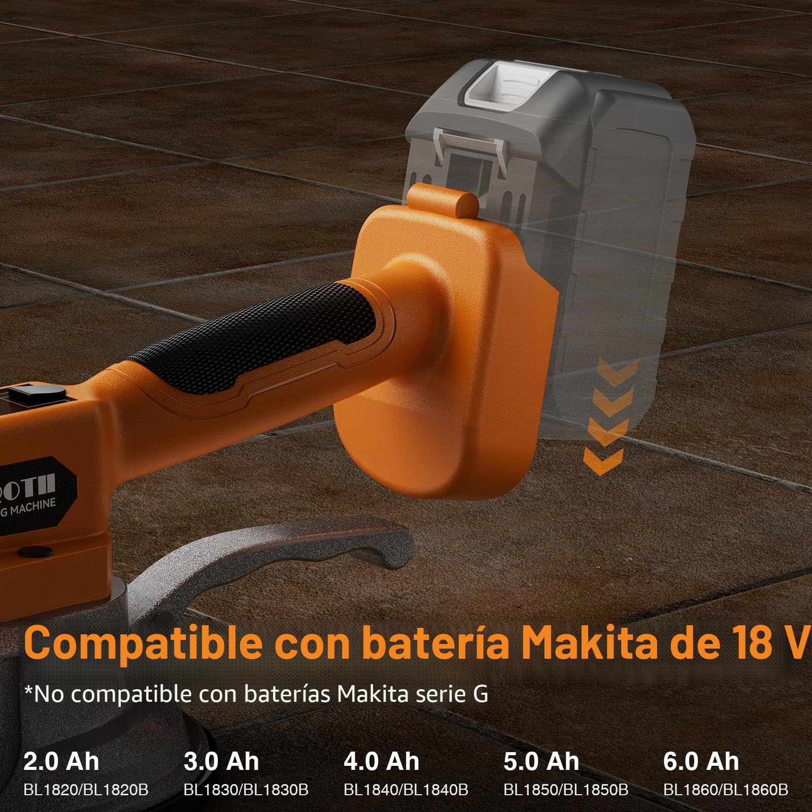 Maquina Vibradora Azulejos Compatible con Batería Makita 18V, Vibrador Ventosas Para Azulejose con 9 Velocidades, Pantalla Digital para Baldosas Grandes(Batería-agotada)