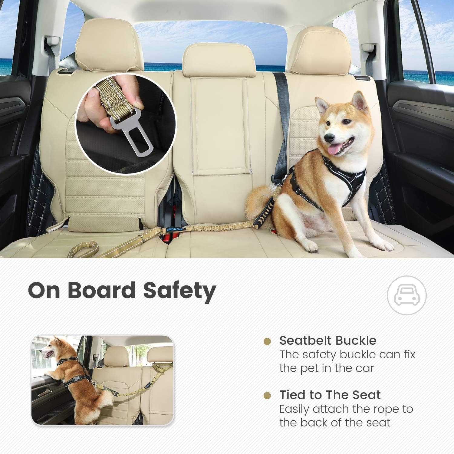 IOKHEIRA Guinzaglio per cani, guinzaglio regolabile (1,2-1,8 m) con cintura di sicurezza per cani, comodo manico imbottito e fili riflettenti (verde)