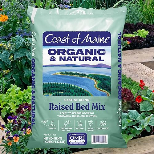 Miniatura 2 de Coast of Maine Castine Blend - Mezcla de cama elevada orgánica y natural, 1 pies cúbicos (paquete de 4), RTU para cultivar verduras, hierbas y flores