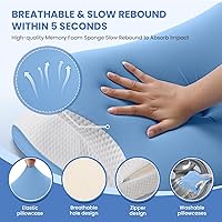 Vista 6 de JINXIA Almohada cervical para dormir, almohadas de espuma viscoelástica inodoras y funda de enfriamiento, almohada ortopédica ergonómica de apoyo