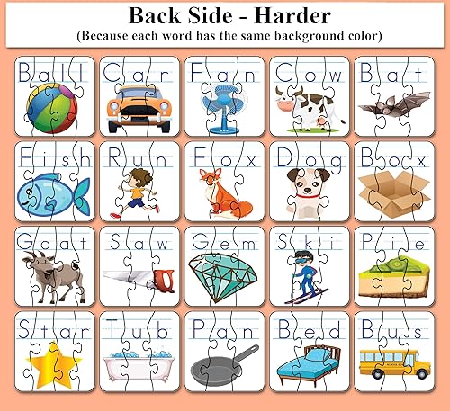 Miniatura 5 de Think2Master Rompecabezas de palabras de ortografía y tarjetas didácticas. 20 rompecabezas autocorrectivos de doble cara y 78 tarjetas flash