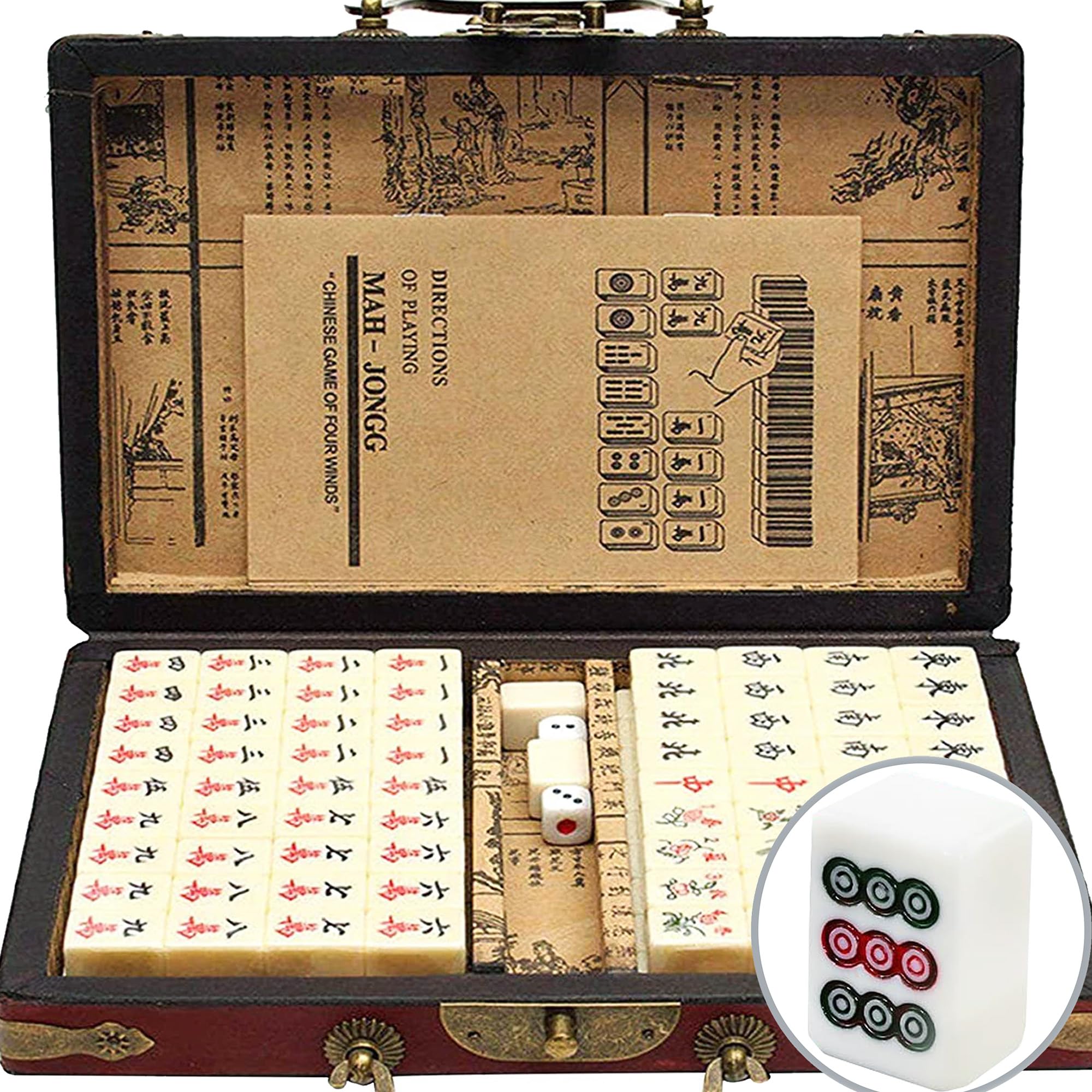 Majong Sets, Mini Mahjong Chinois Portable Ensemble De 144 Tuiles Jeux De Mahjong Traditionnels Majong Sets, Mini Mahjong Chinois Portable Ensemble De 144 Tuiles Jeux De Mahjong Traditionnels