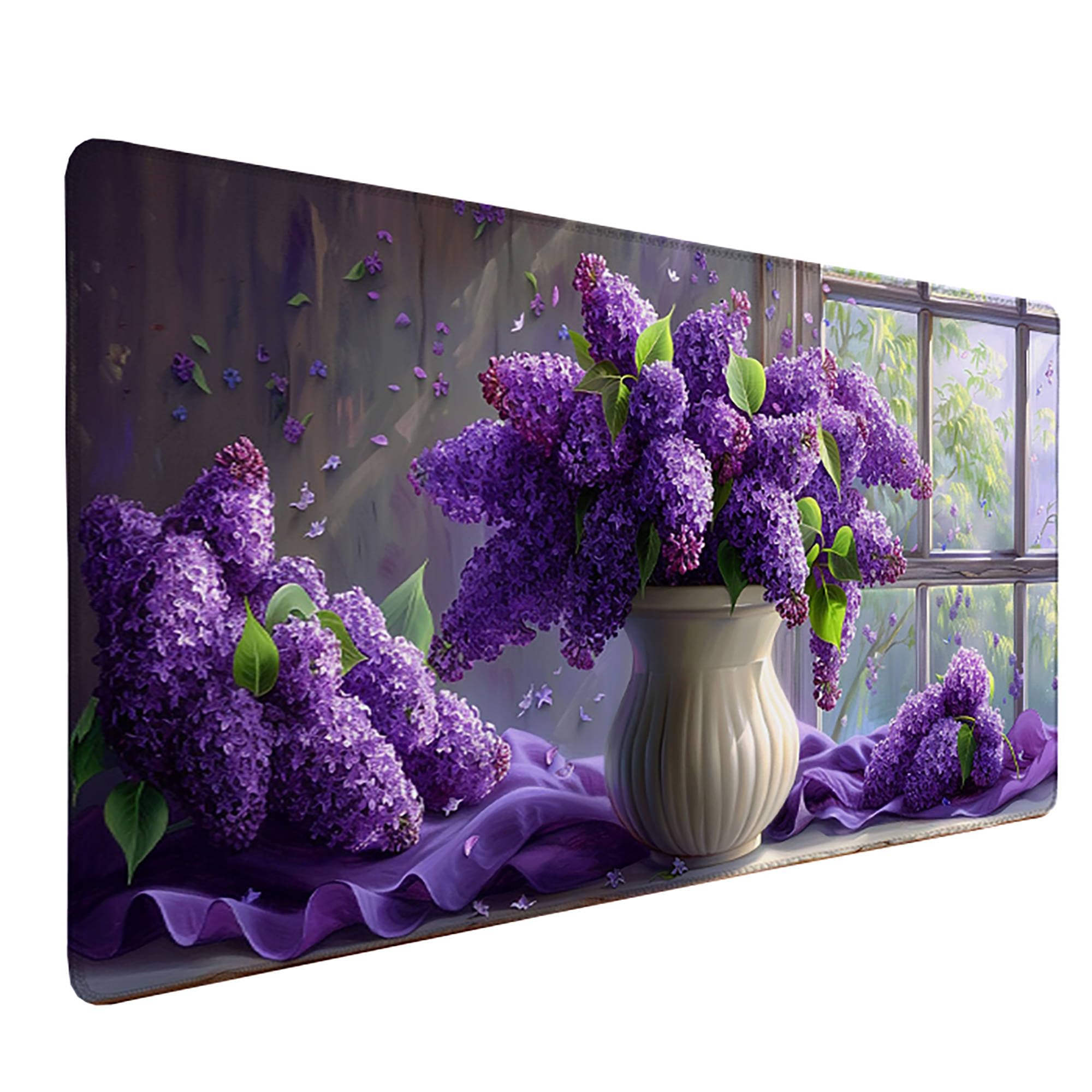 Fioletowa podkładka pod mysz XXL, podkładka na biurko, 1200 x 600 cm, szyte krawędzie, podkładka pod mysz, gumowa podstawa, lawenda, podkładka pod mysz, stabilna przyczepność na gładkich