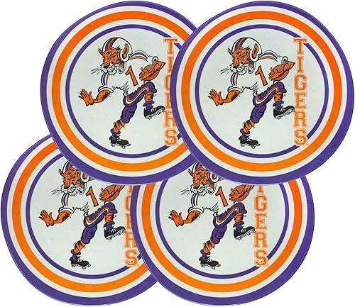 Magnolia Lane NCAA - Juego de 4 platos de melamina de 10.5 pulgadas, perfectos para el día del juego, barbacoas, Acción de Gracias, junto a la