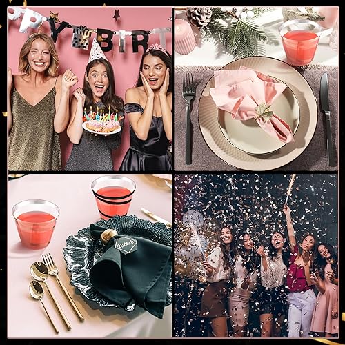 Vista 17 de Gejoy Vasos de plástico con borde de 9 onzas, vasos desechables para beber vino, vasos transparentes y elegantes de Halloween para suministros