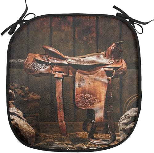 Vista 24 de Lunarable Orient - Juego de 6 cojines de asiento para silla, diseño de estrellas marroquíes, espirales y curvas abstractas, ilustración oriental