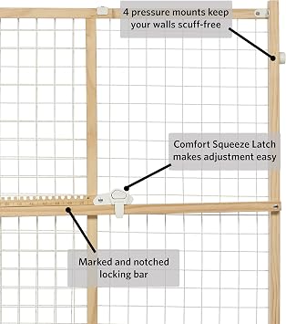 MidWest Homes for Pets Wire Mesh Pet Safety Gate, Dog Gate Expands From 29 - 50 Inches Wide, 32 Inches Tall, Wood, Powder Coated Wire